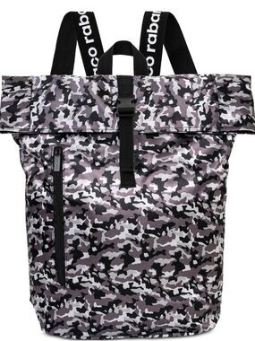 New mens Paco Rabanne Black and Gray Camo Roll-Top Backpack